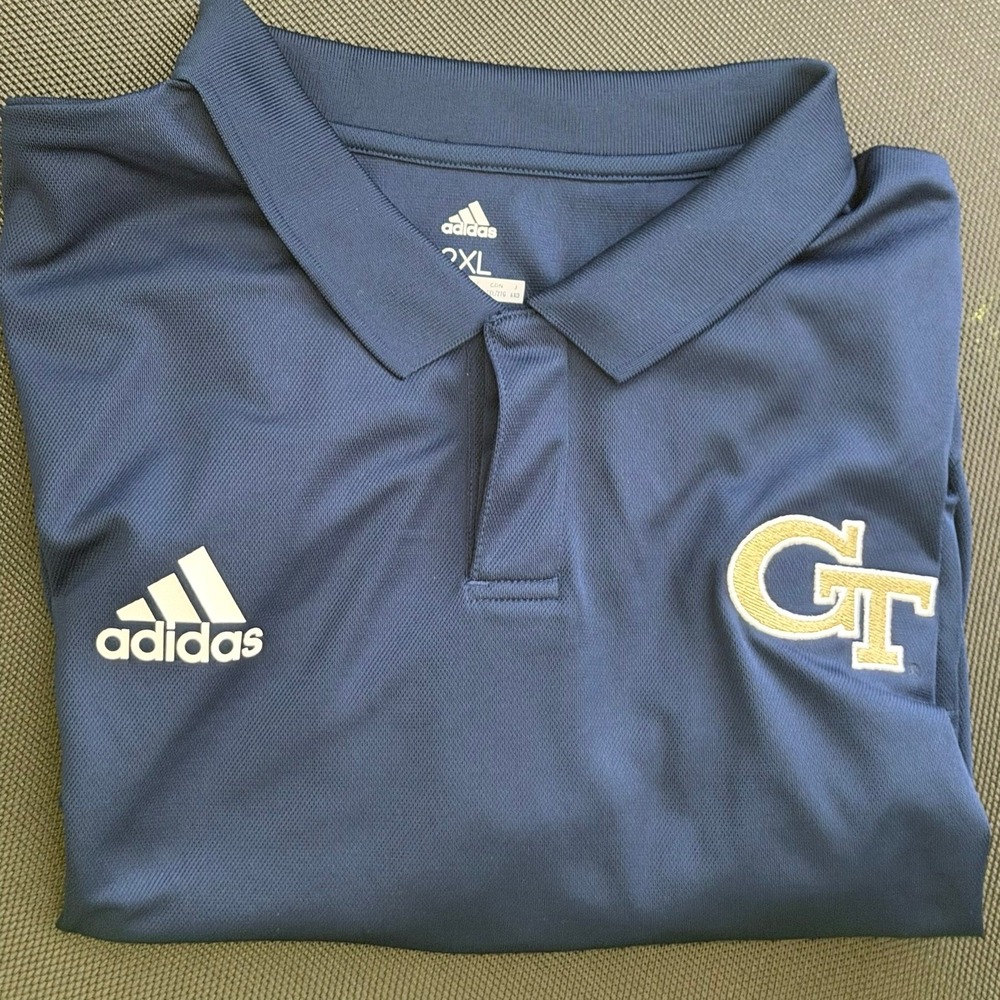 Adidas Polo Shirt Mens 2XL Navy Blue Georgia Tech GT Climalocool